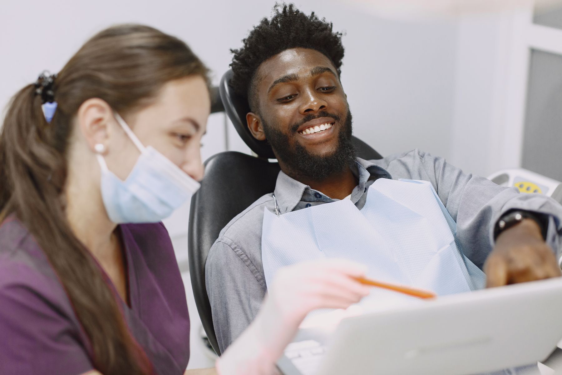 A patient feeling comfortable during a dental visit
